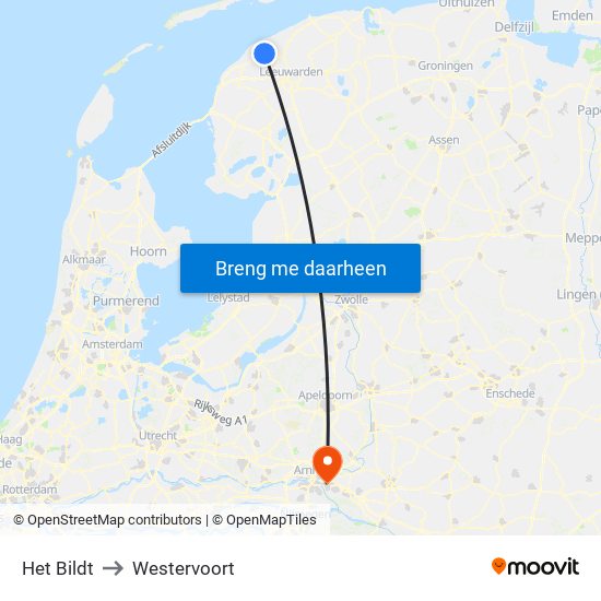 Het Bildt to Westervoort map