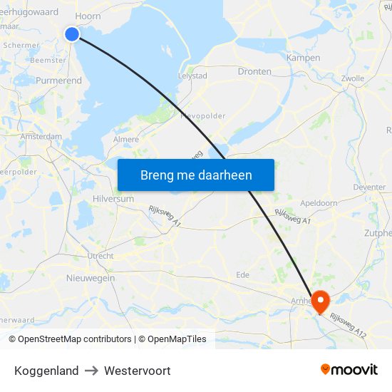 Koggenland to Westervoort map