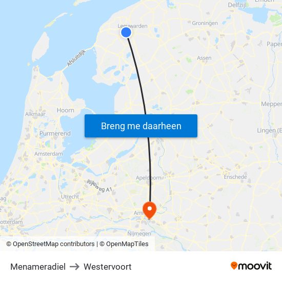 Menameradiel to Westervoort map