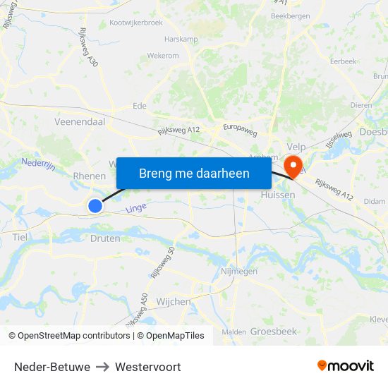 Neder-Betuwe to Westervoort map