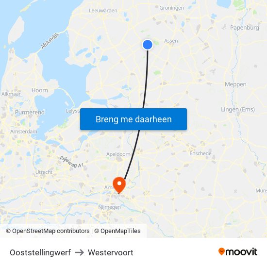 Ooststellingwerf to Westervoort map