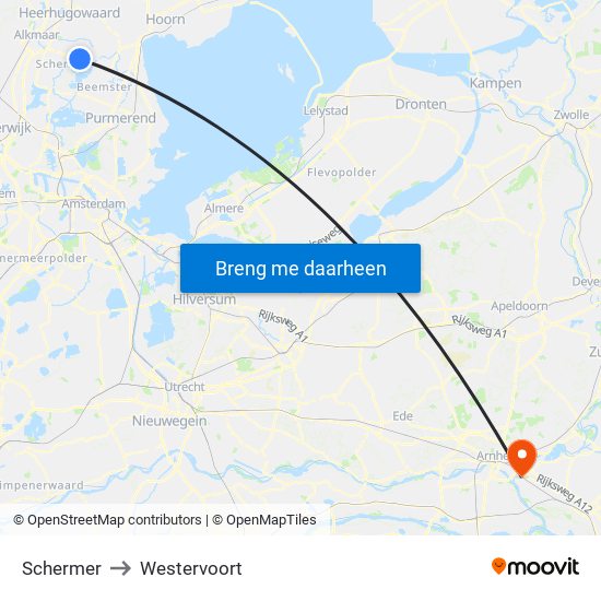 Schermer to Westervoort map