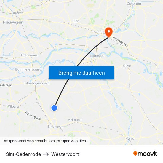 Sint-Oedenrode to Westervoort map