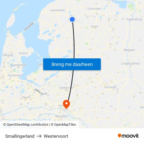 Smallingerland to Westervoort map