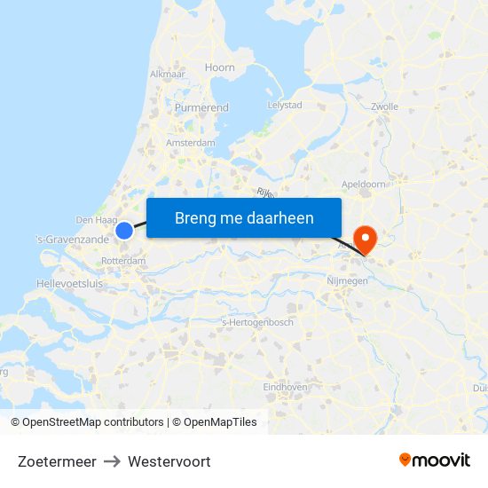 Zoetermeer to Westervoort map