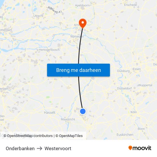 Onderbanken to Westervoort map