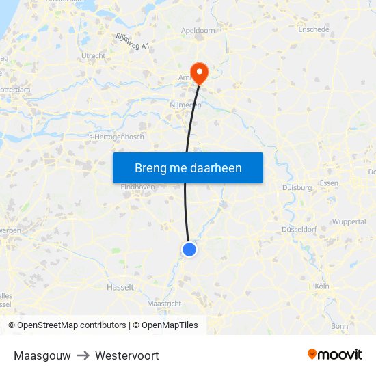 Maasgouw to Westervoort map