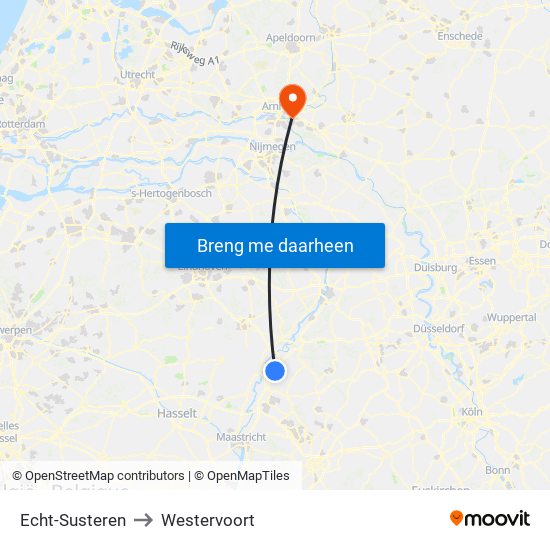 Echt-Susteren to Westervoort map