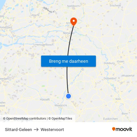 Sittard-Geleen to Westervoort map