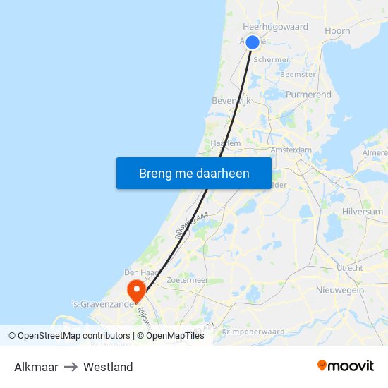 Alkmaar to Westland map