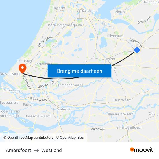 Amersfoort to Westland map