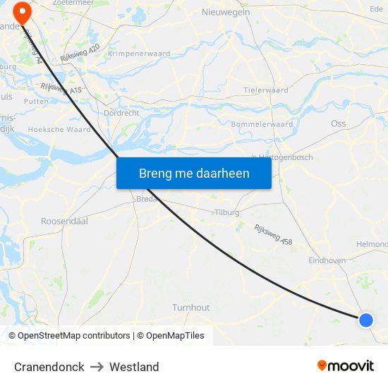 Cranendonck to Westland map