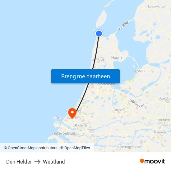 Den Helder to Westland map