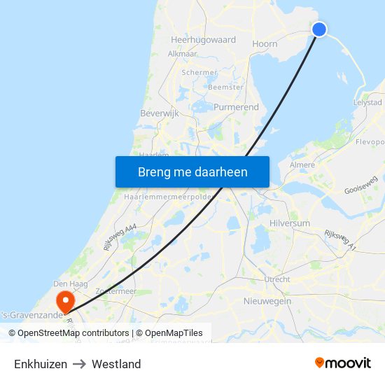 Enkhuizen to Westland map