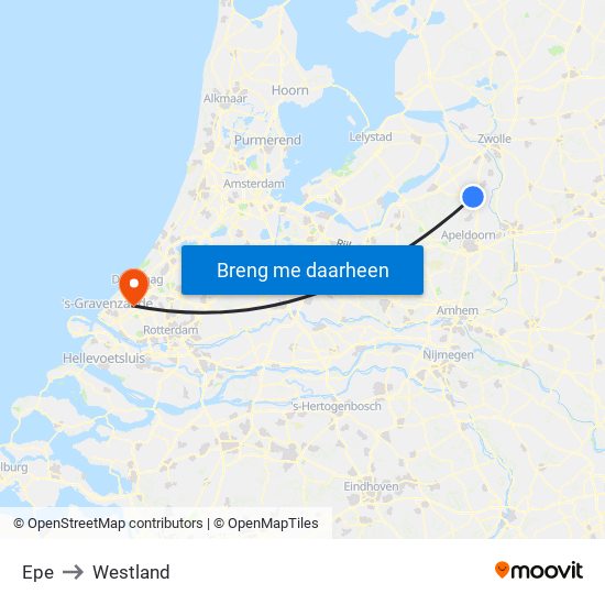 Epe to Westland map