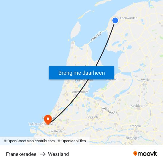 Franekeradeel to Westland map