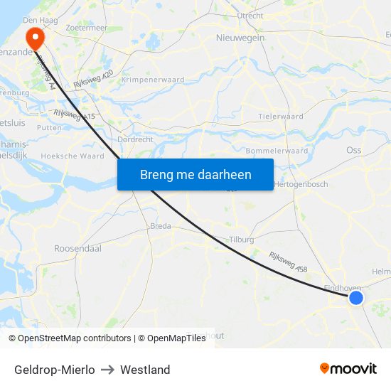 Geldrop-Mierlo to Westland map