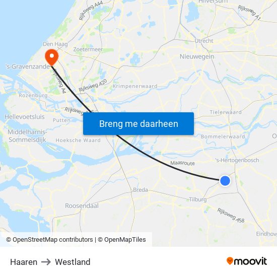 Haaren to Westland map