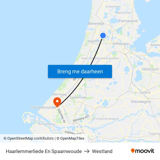 Haarlemmerliede En Spaarnwoude to Westland map
