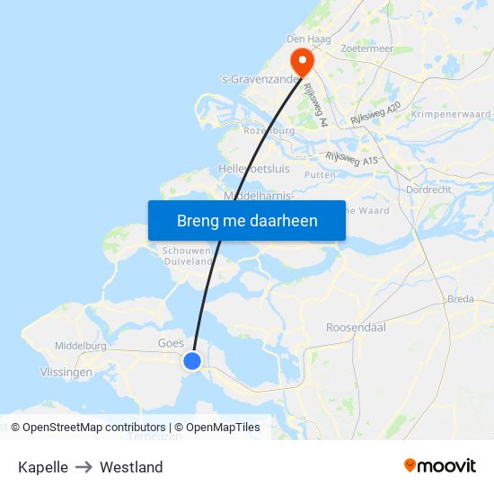 Kapelle to Westland map