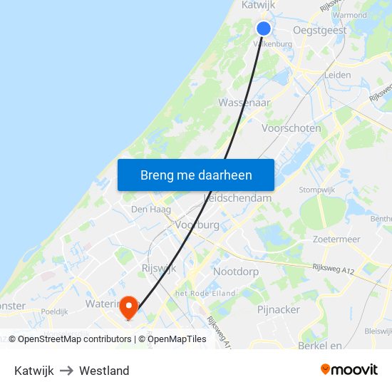 Katwijk to Westland map