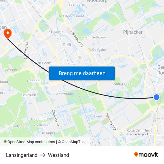 Lansingerland to Westland map