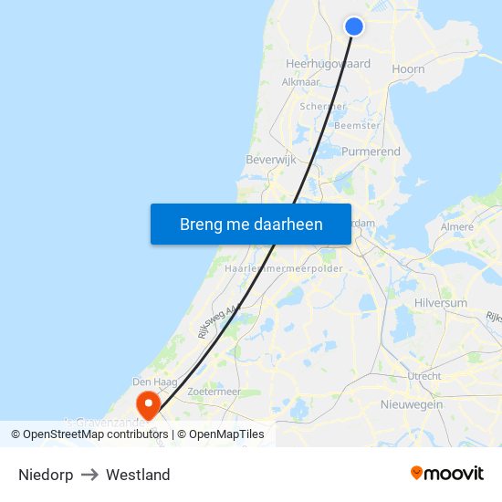 Niedorp to Westland map