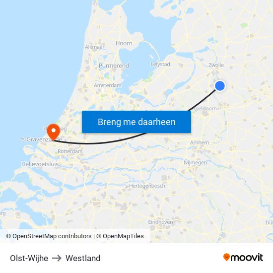 Olst-Wijhe to Westland map