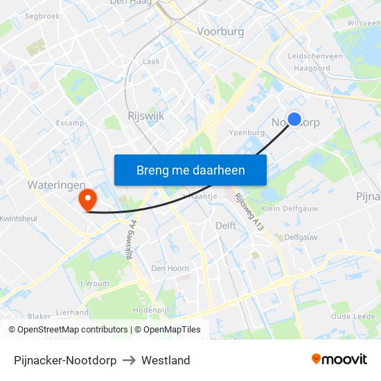 Pijnacker-Nootdorp to Westland map