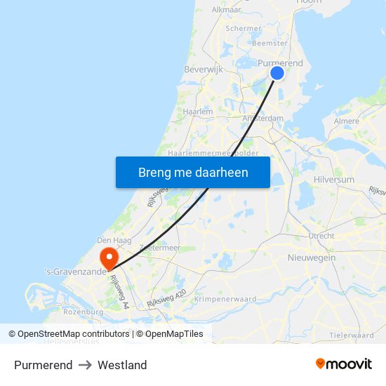 Purmerend to Westland map