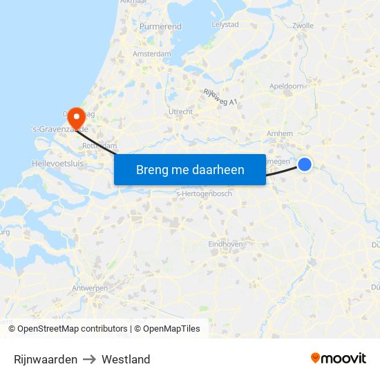 Rijnwaarden to Westland map