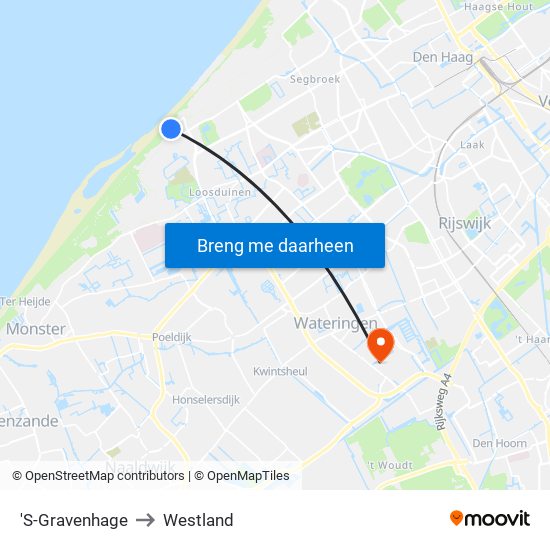 'S-Gravenhage to Westland map