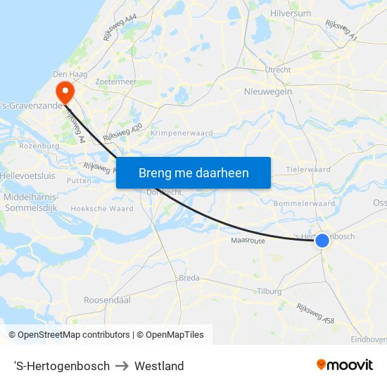 'S-Hertogenbosch to Westland map