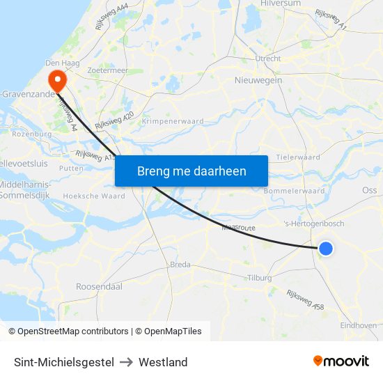 Sint-Michielsgestel to Westland map