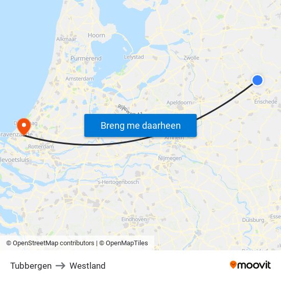 Tubbergen to Westland map