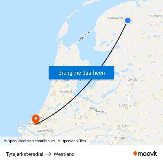 Tytsjerksteradiel to Westland map