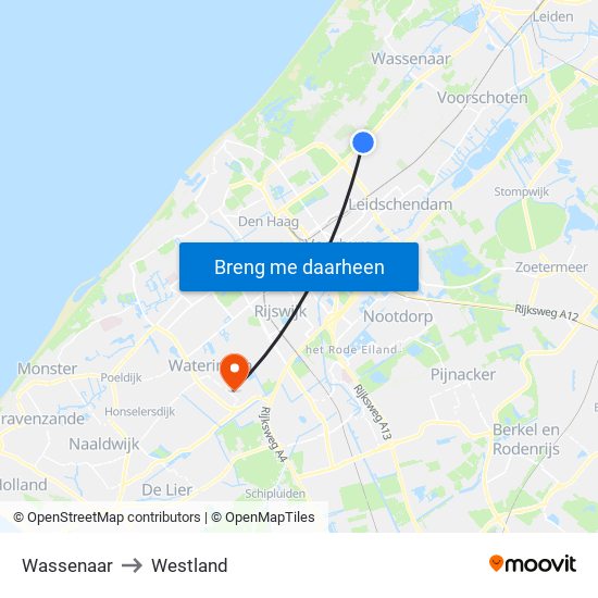 Wassenaar to Westland map