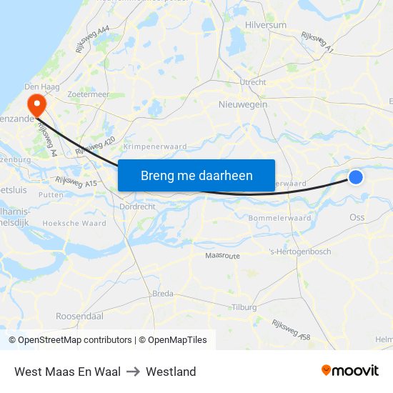 West Maas En Waal to Westland map