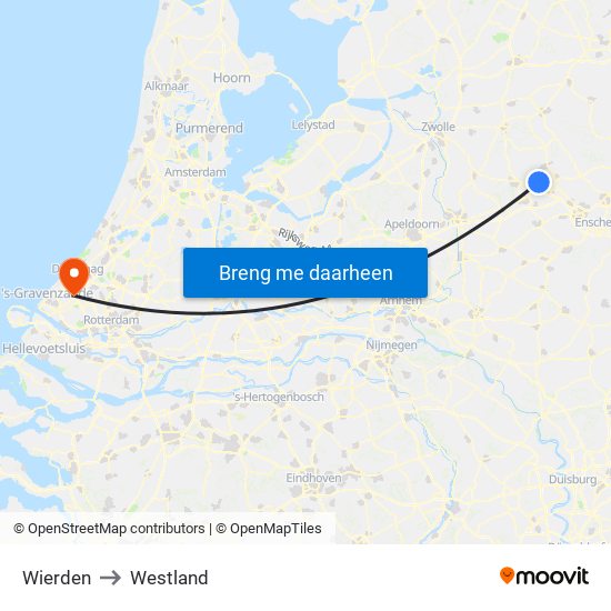 Wierden to Westland map