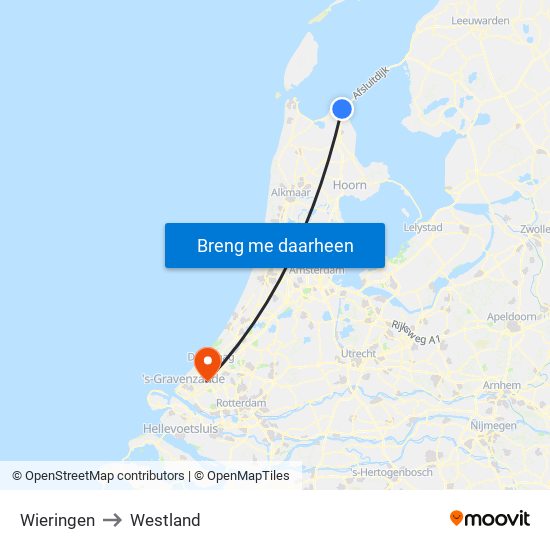 Wieringen to Westland map