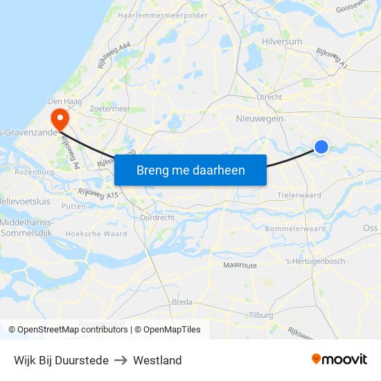 Wijk Bij Duurstede to Westland map