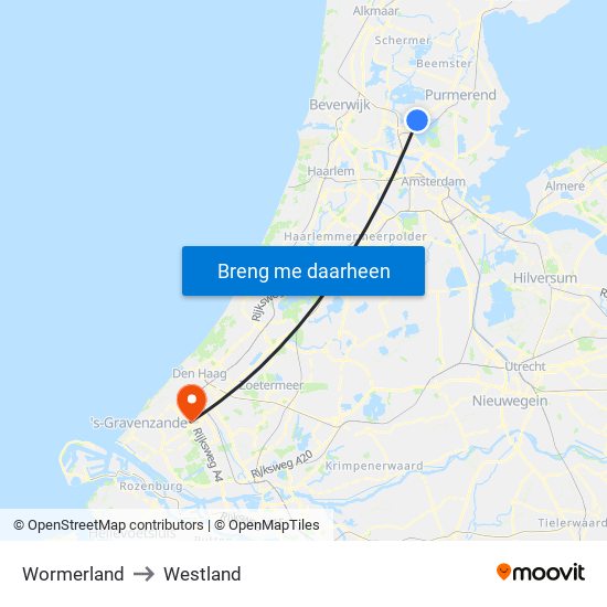 Wormerland to Westland map