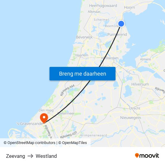 Zeevang to Westland map