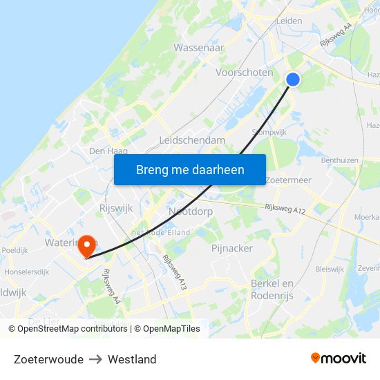 Zoeterwoude to Westland map