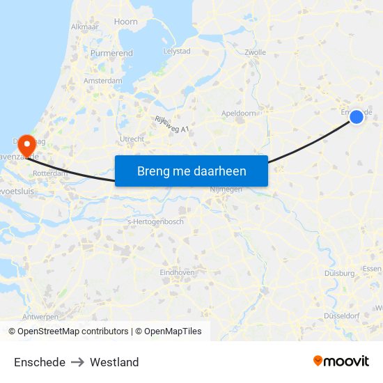 Enschede to Westland map