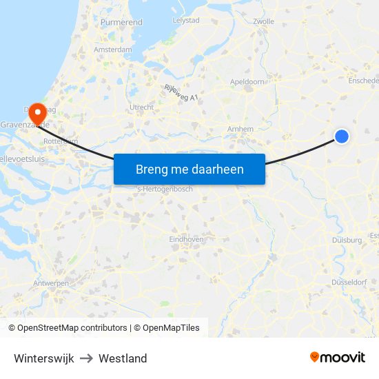 Winterswijk to Westland map