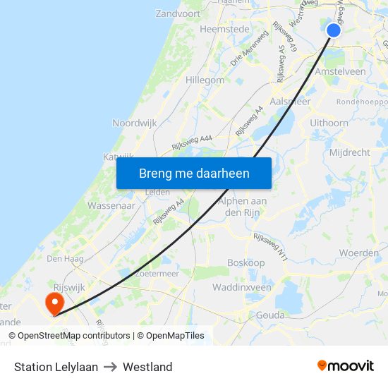 Station Lelylaan to Westland map