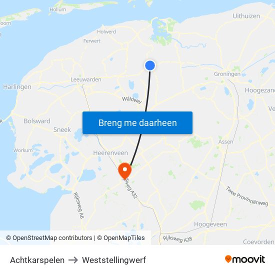 Achtkarspelen to Weststellingwerf map