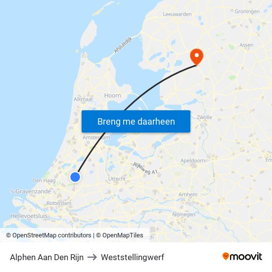Alphen Aan Den Rijn to Weststellingwerf map