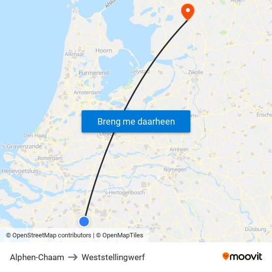 Alphen-Chaam to Weststellingwerf map